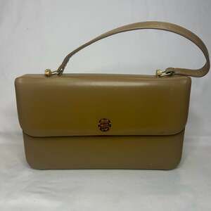 Vintage Minimalist Structured Top‑Handle Leather Handbag, Tan